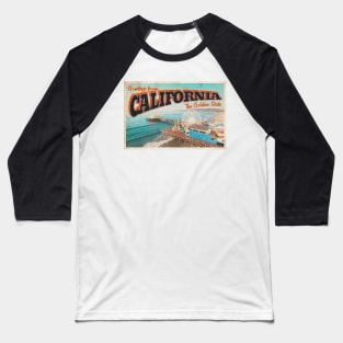 Greetings from California - Vintage Travel Postcard Design Baseball T-Shirt